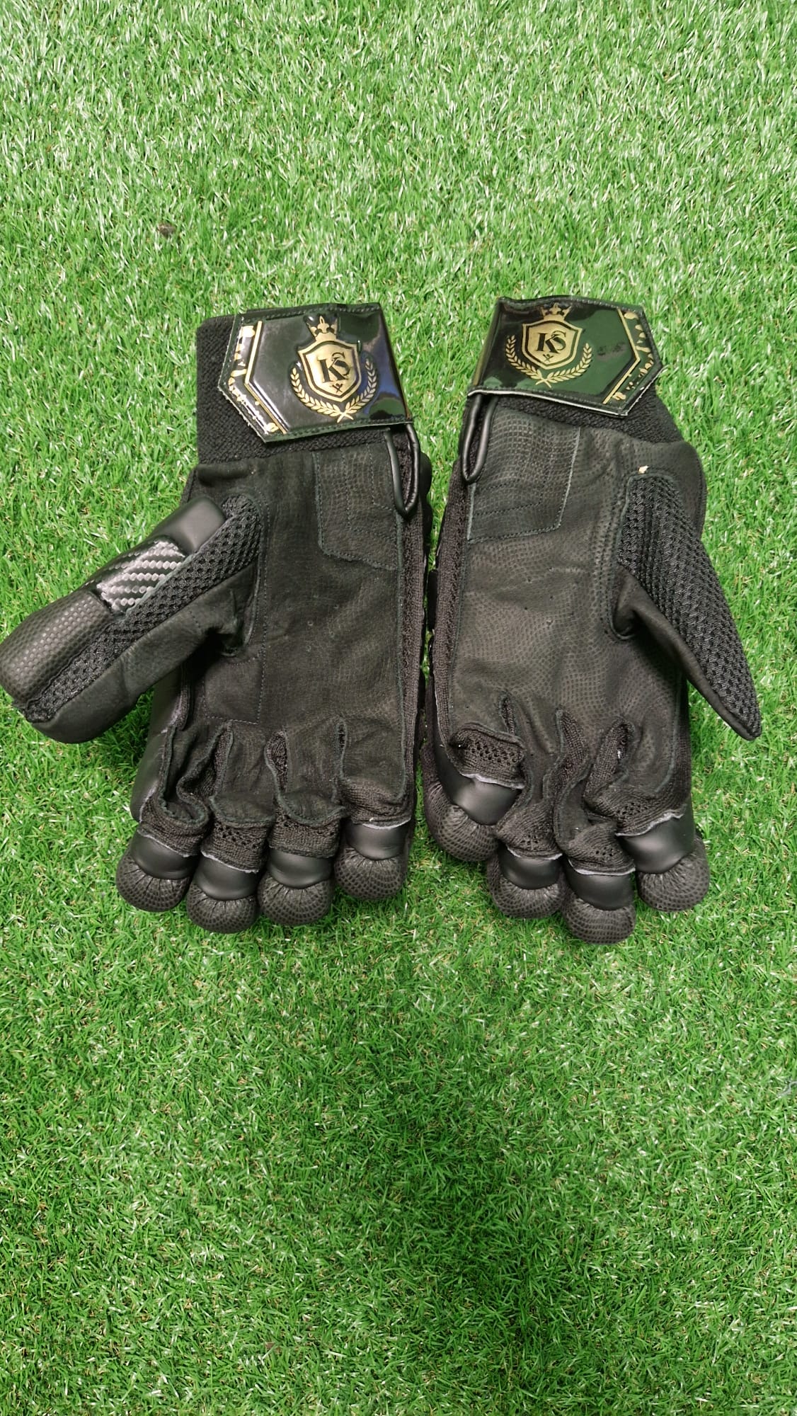 KS Batting Gloves Full Black Men's Pittard Leather Brand New - Image 3