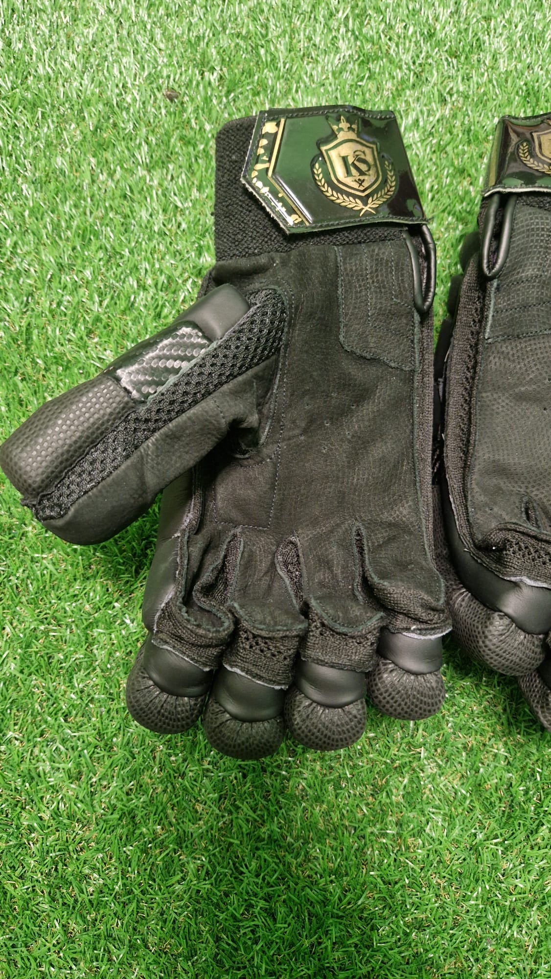 KS Batting Gloves Full Black Men's Pittard Leather Brand New - Image 4