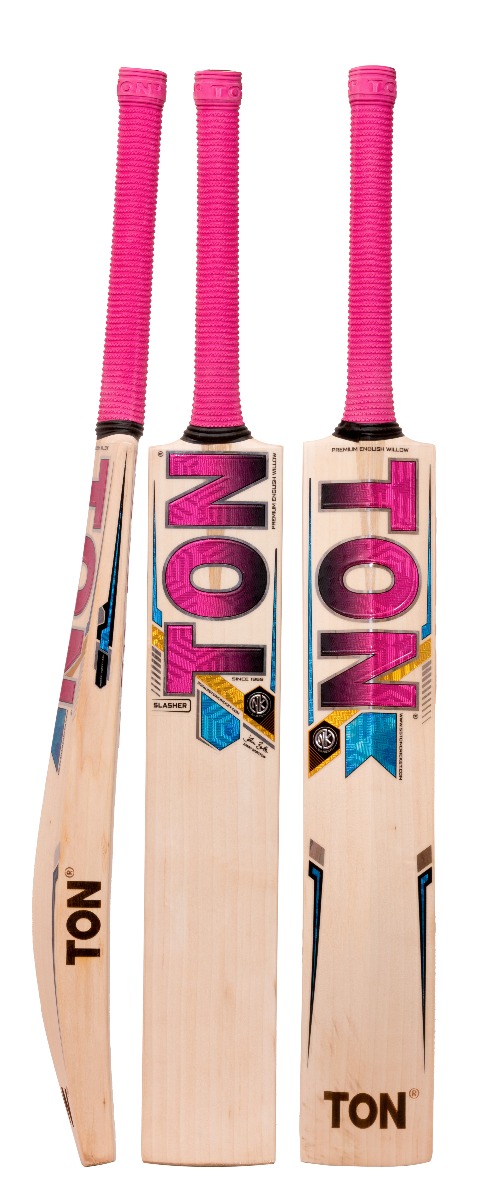 Ton Slasher English Willow Cricket Bat, Short Handle, Excellent Bat, Lots of Grains.